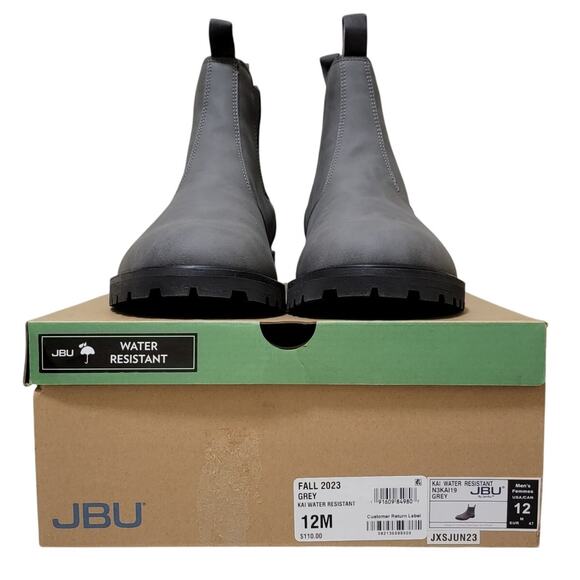 JBU Men Kai Water Resistant Chelsea Ankle Boots Size US 12M Grey Faux Leather - Picture 4 of 4